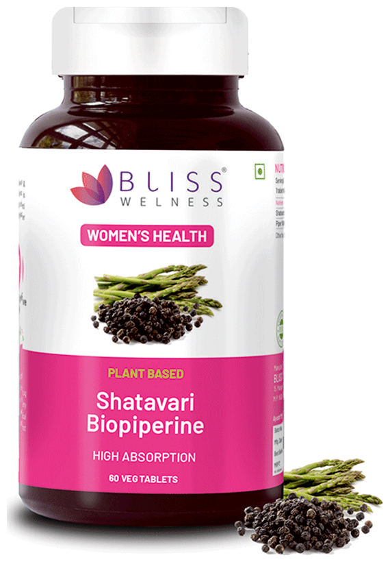 Bliss Welness Women's Wellness Shatavari Biopiperine Veg Tablet