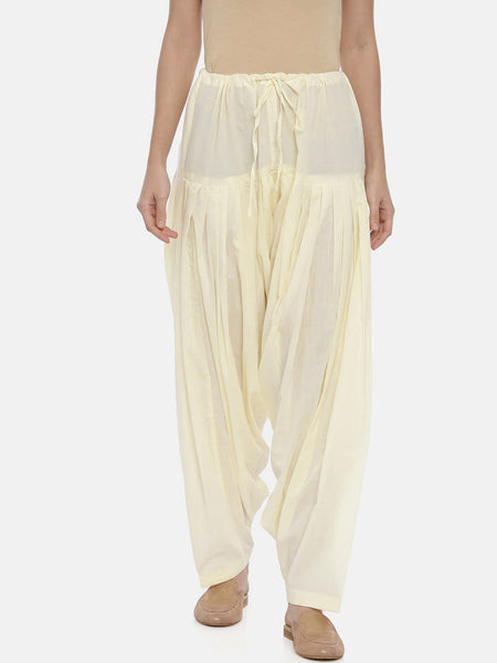 Souchii Cream-Coloured Solid Loose-Fit Patiala