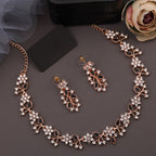 Tehzeeb Creations Brass, Stone, Crystal, Stainless Steel Gold-Polished Black Jewel Set