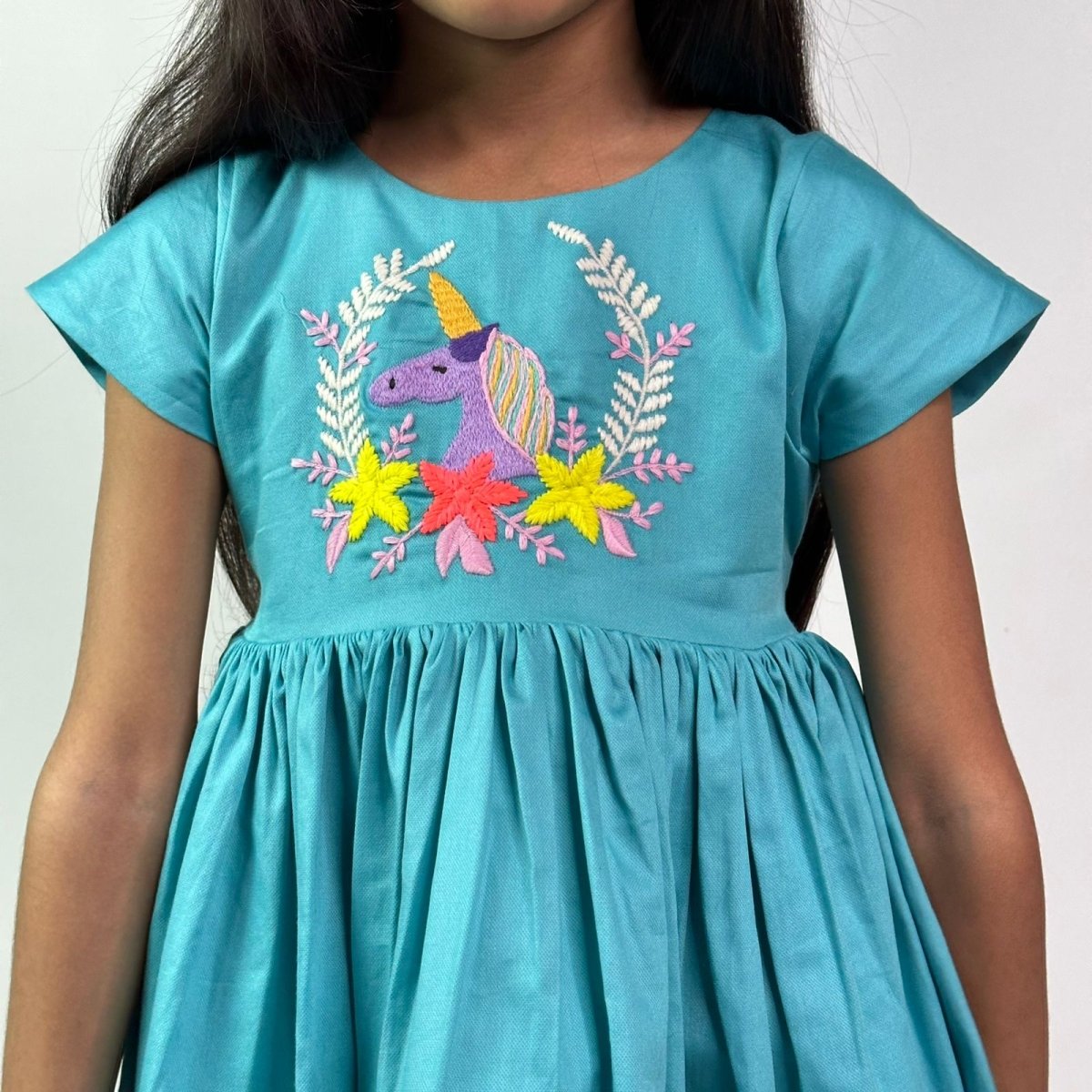 ArthLife Blue Unicorn Party Wear Dress