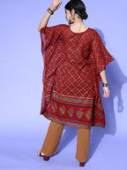Indo Era Red Printed Kuftan Kurta - Distacart
