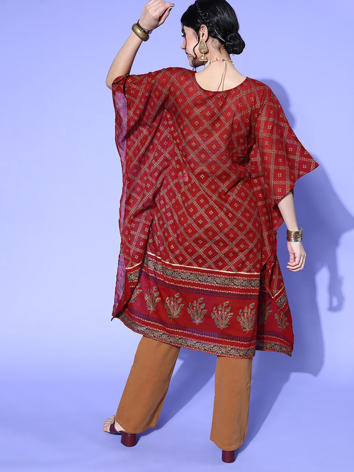 Indo Era Red Printed Kuftan Kurta - Distacart