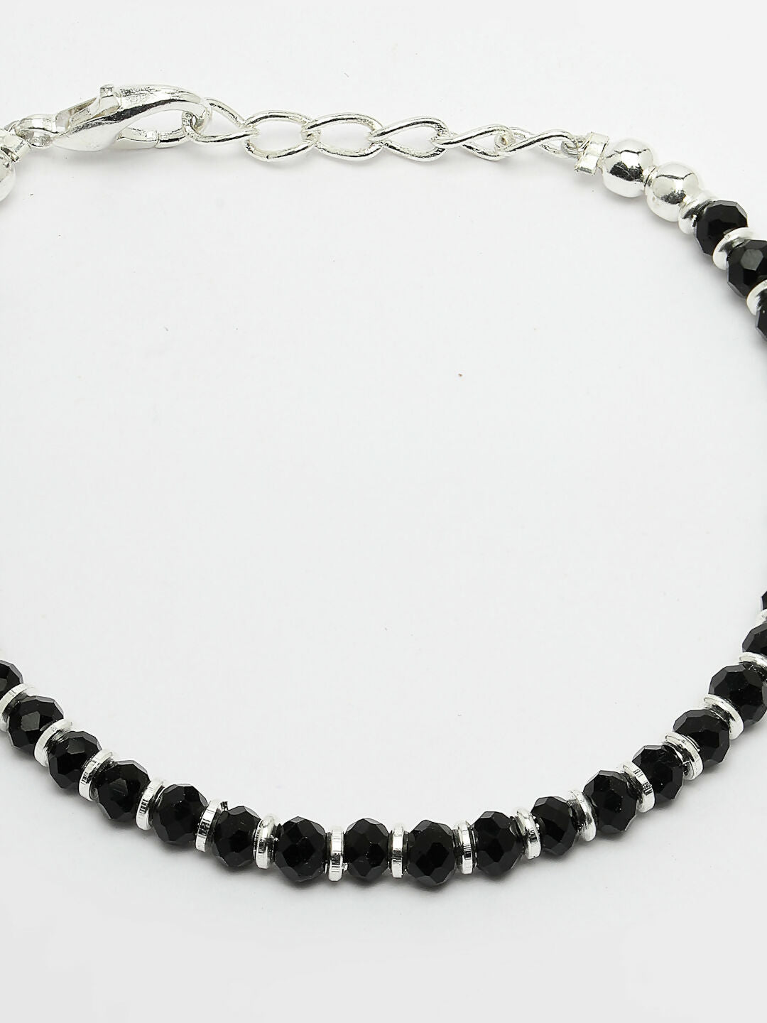 NVR Women Silver Plated Black Beaded Adjustable Rakhi With Roli Chawal - Distacart