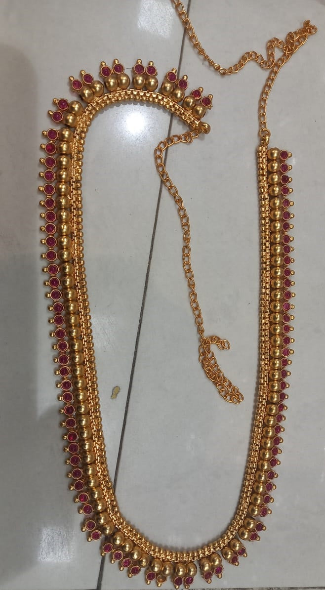 Elite Trading Golden Sari/Dress Red Belt