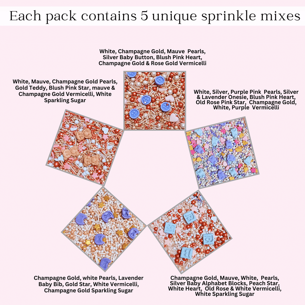 confect girls baby shower sprinkles edible sprinkles pack of 5 baby shower 20