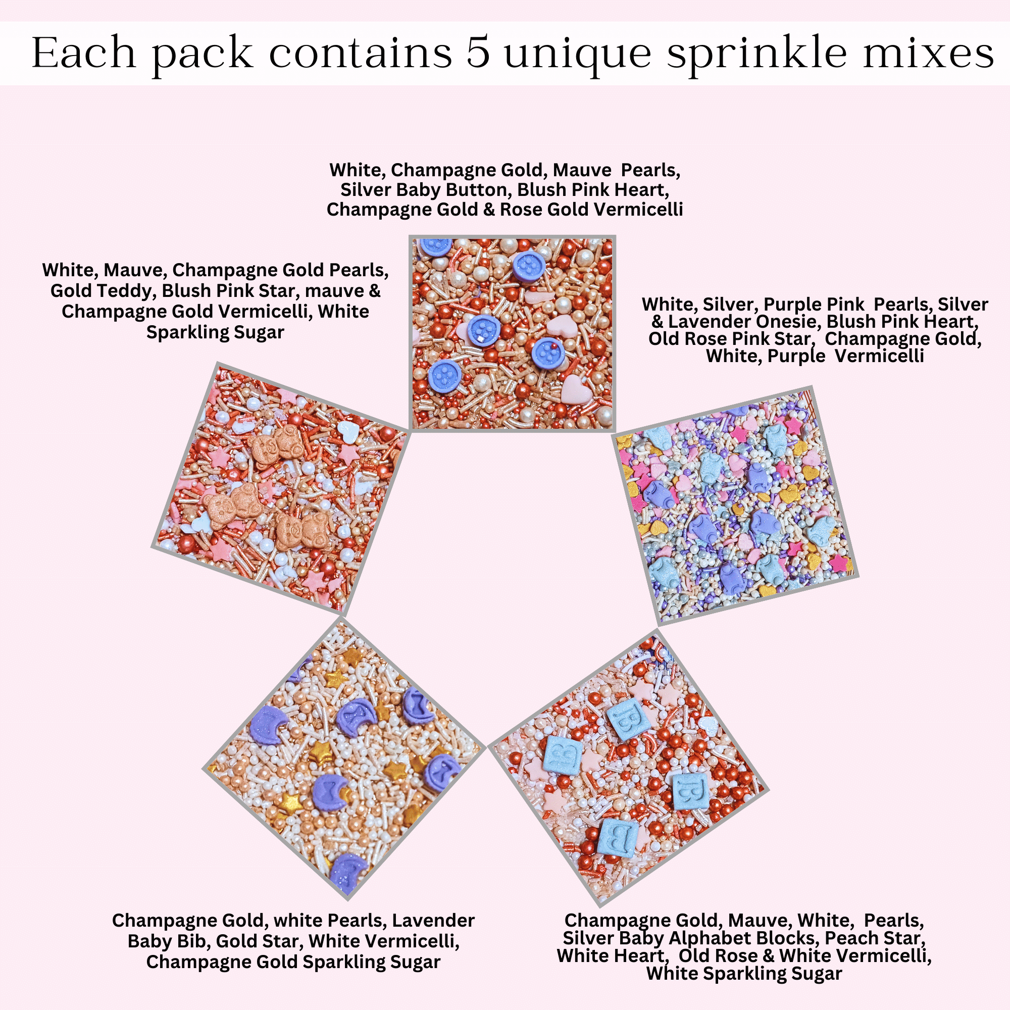confect girls baby shower sprinkles edible sprinkles pack of 5 baby shower 20