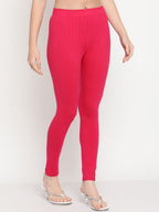 TAG 7 Women Pink Solid Ankle-Length Leggings