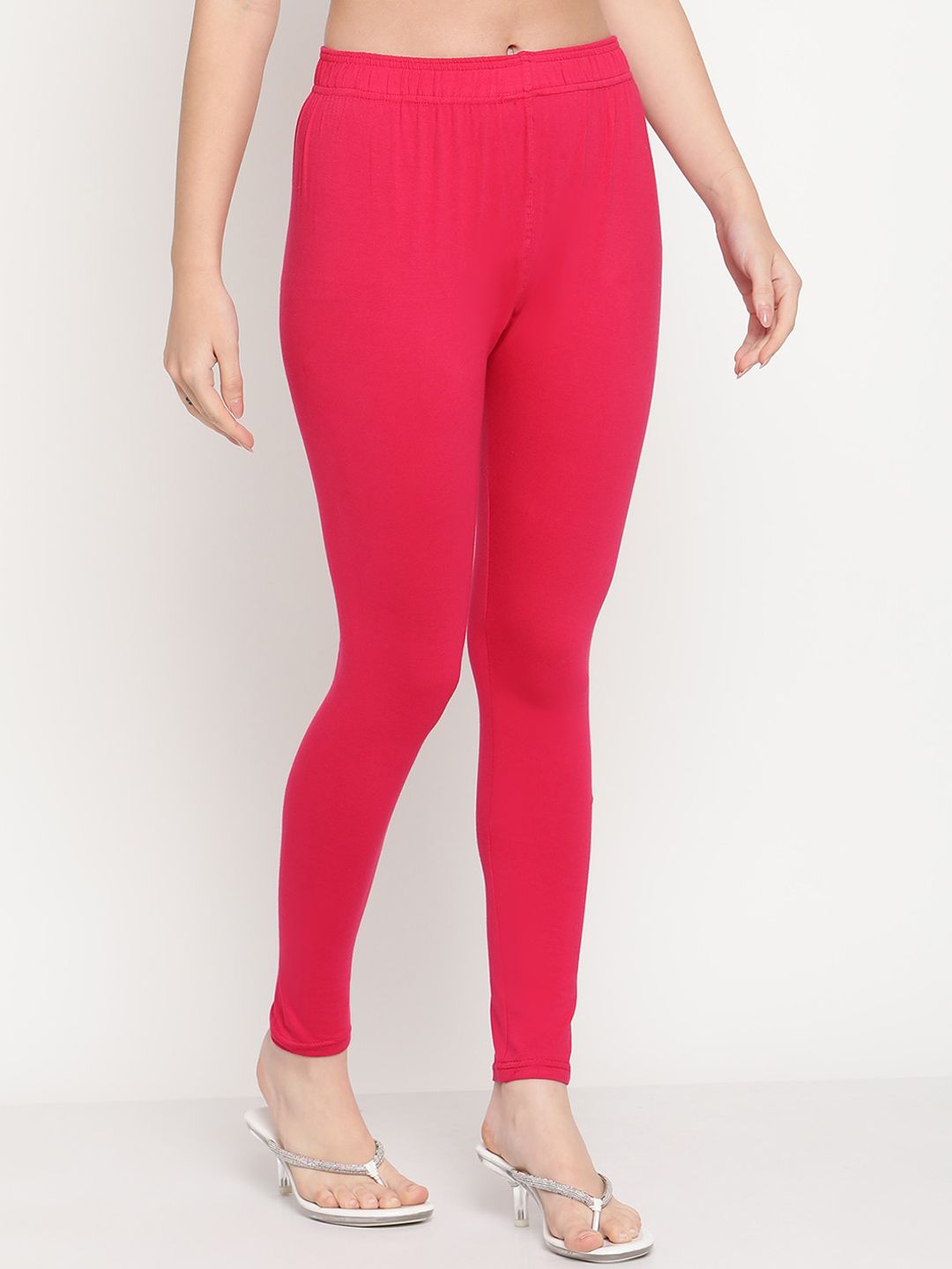 TAG 7 Women Pink Solid Ankle-Length Leggings