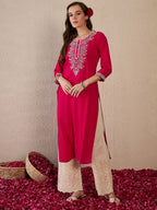 Indo Era Women Floral Embroidered Thread Work Kurta - Distacart