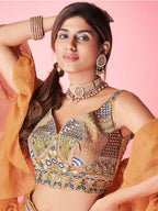 Myra Orange Art Silk Designer Lehenga