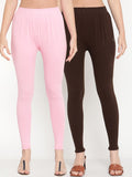 TAG 7 Women Pack Of 2 Solid Comfort-Fit Ankle-Length Leggings