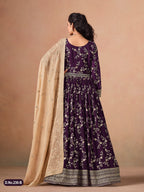 Anaita Purple Faux Georgette Jacquard Embroidered Work Anarkali Suit - Distacart