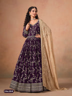 Anaita Purple Faux Georgette Jacquard Embroidered Work Anarkali Suit - Distacart