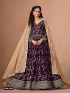Anaita Purple Faux Georgette Jacquard Embroidered Work Anarkali Suit - Distacart