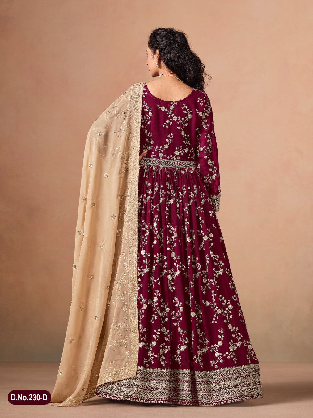 Anaita Red Faux Georgette Jacquard Embroidered Work Anarkali Suit - Distacart