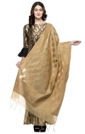 A R Silk Women's Chanderi Zari Embroidery Golden Fancy Dupatta