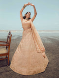Myra Peach Organza Embroidered Designer Lehenga Choli