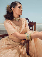 Myra Peach Organza Embroidered Designer Lehenga Choli