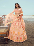 Myra Peach Georgette Embroidered Designer Lehenga Choli