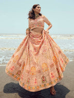 Myra Peach Georgette Embroidered Designer Lehenga Choli