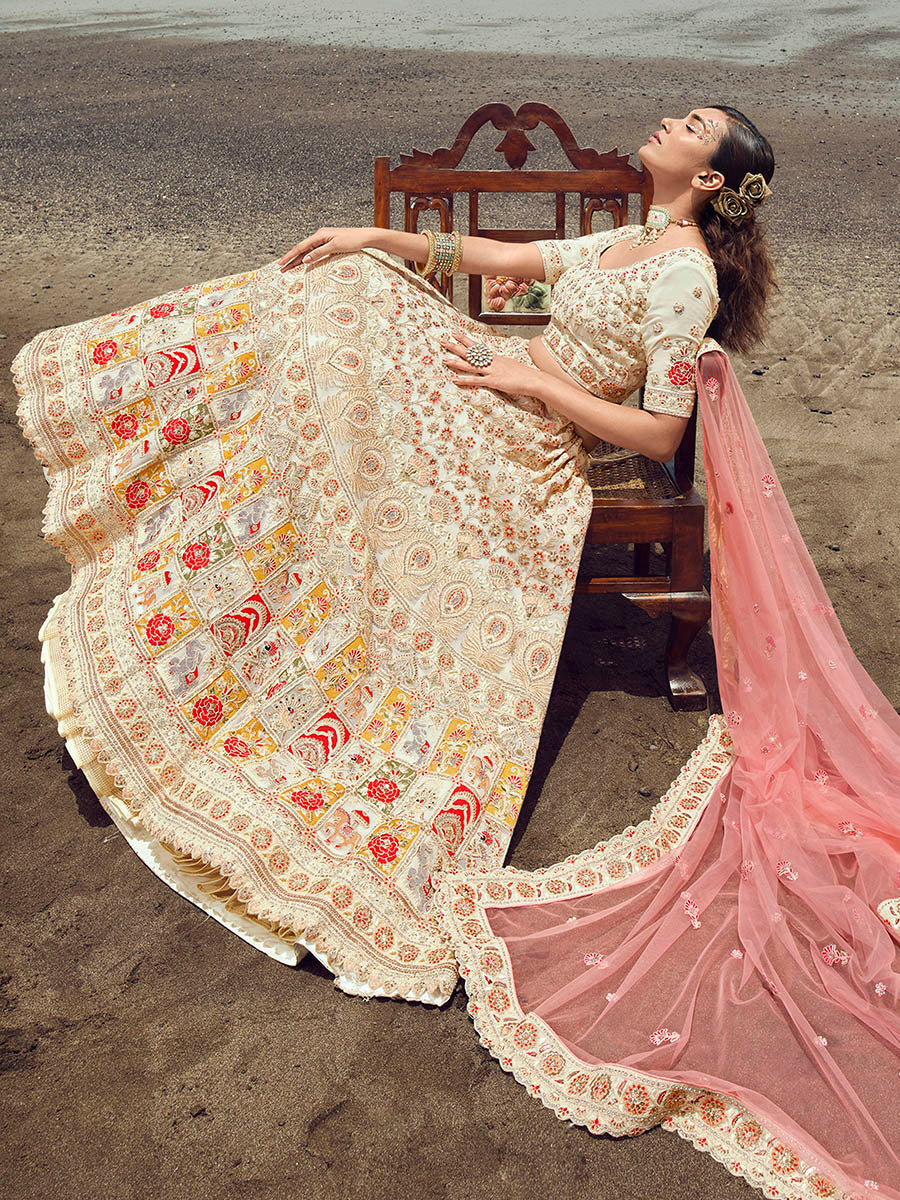 Myra White Georgette Embroidered Designer Lehenga Choli