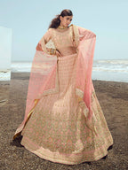 Myra Peach Georgette Embroidered Designer Lehenga Choli