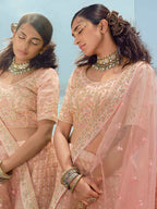Myra Peach Georgette Embroidered Designer Lehenga Choli