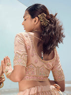 Myra Peach Georgette Embroidered Designer Lehenga Choli