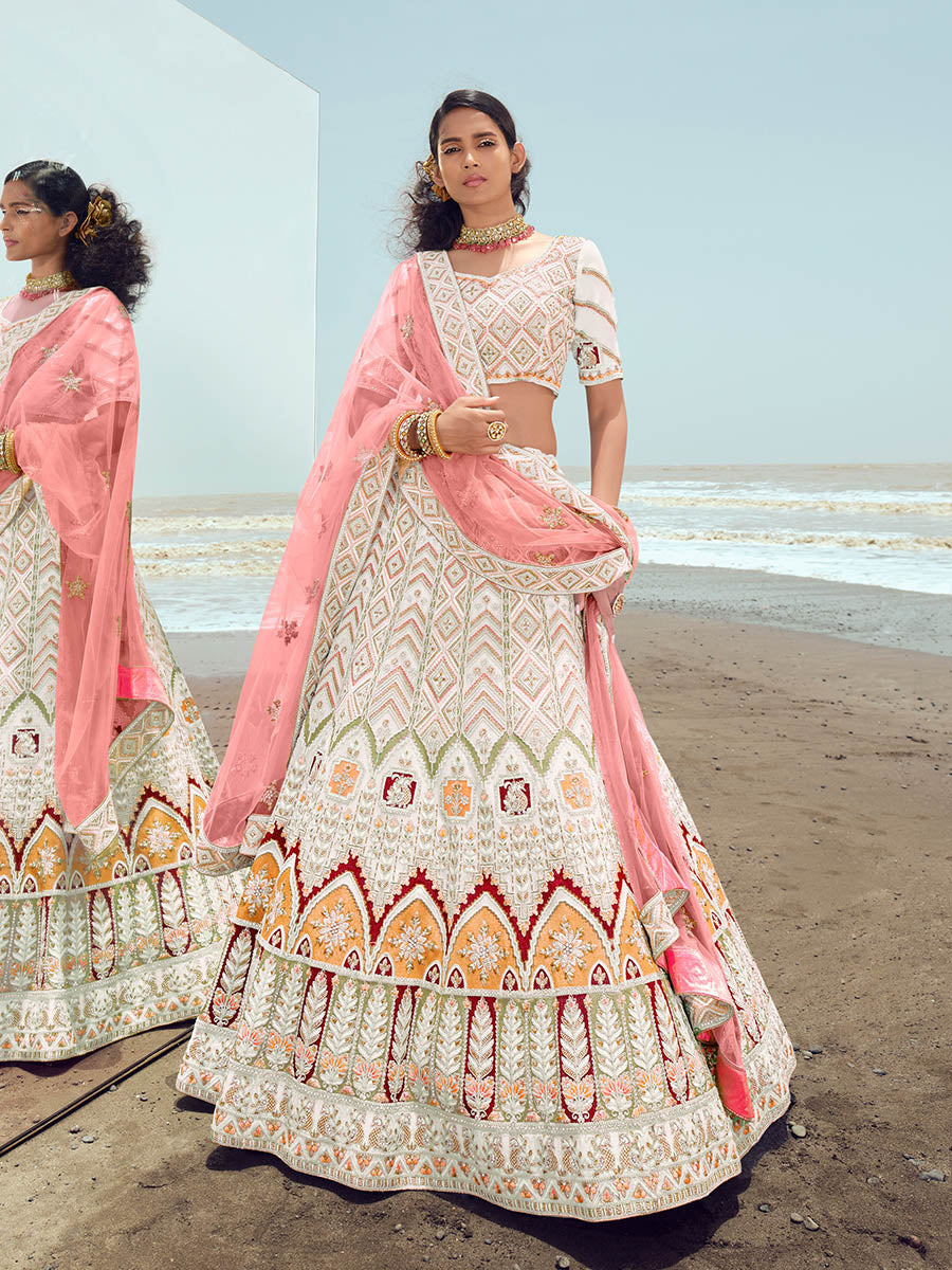 Myra White Georgette Embroidered Designer Lehenga Choli