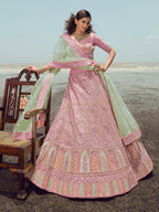 Myra Pink Organza Embroidered Designer Lehenga Choli