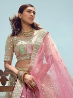 Myra Beige Organza Embroidered Designer Lehenga Choli