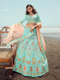 Myra Turquoise Georgette Embroidered Designer Lehenga Choli