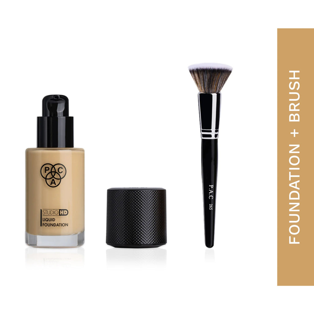 PAC Studio HD Liquid Foundation - 1.9 with Blending Foundation Brush