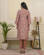 Vaasva Women Pink Tissue Shimmer Kurta With Silk Pant & Dupatta - Distacart