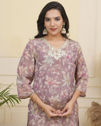 Vaasva Women Lavender Tissue Shimmer Kurta With Silk Pant & Dupatta - Distacart