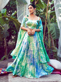 Myra Sky Silk Digital Printed Designer Lehenga
