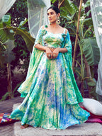 Myra Sky Silk Digital Printed Designer Lehenga