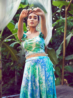 Myra Sky Silk Digital Printed Designer Lehenga
