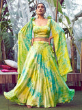 Myra Fluorescent Green Silk Digital Printed Designer Lehenga