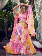 Myra Purple Pink Silk Digital Printed Designer Lehenga