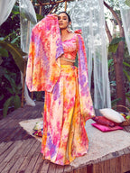 Myra Purple Pink Silk Digital Printed Designer Lehenga