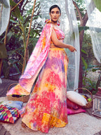 Myra Purple Pink Silk Digital Printed Designer Lehenga
