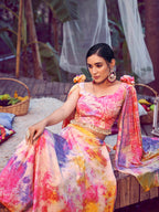 Myra Purple Pink Silk Digital Printed Designer Lehenga
