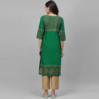 Maai Rayon Hand Printed Kurta Green - Distacart