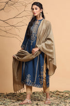 Juniper Women's Darkteal Rayon Printed Straight Kurta Dupatta Set - Distacart
