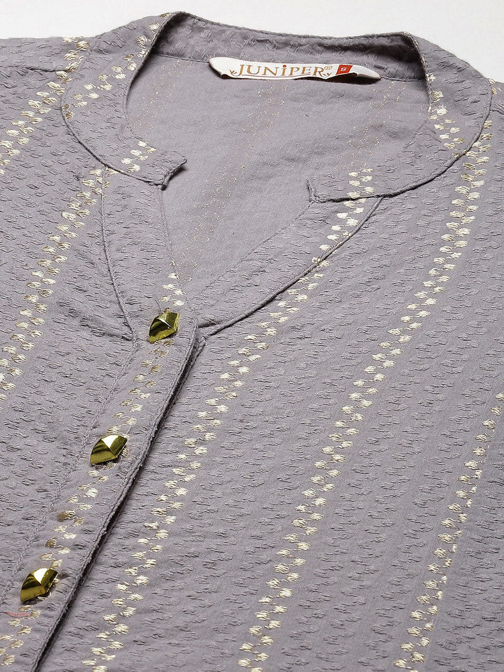 Juniper Womens Grey Cotton Dobby Kalidar Kurta - Distacart