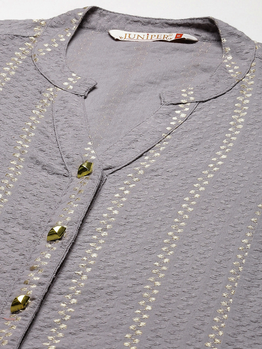 Juniper Womens Grey Cotton Dobby Kalidar Kurta - Distacart