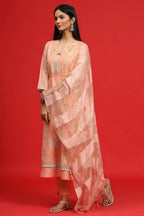 Juniper Women's Orange Georgette Printed Layered Kurta Sets - Distacart