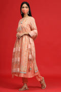 Juniper Women's Orange Georgette Printed Layered Kurta Sets - Distacart