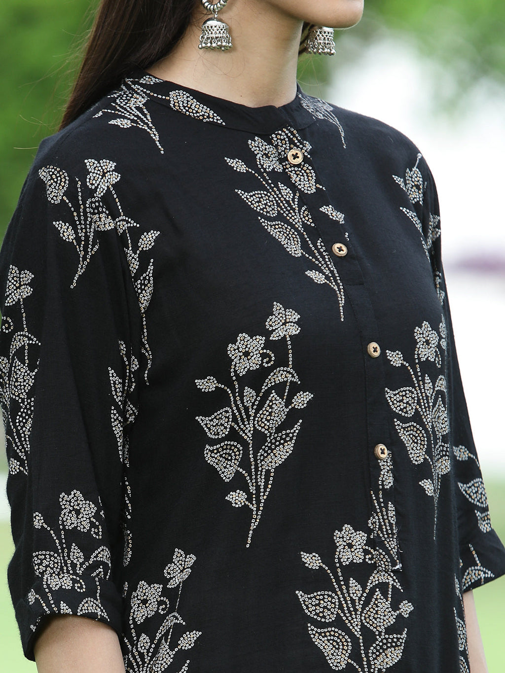 Juniper Womens Black Rayon Slub Printed Straight Kurta - Distacart